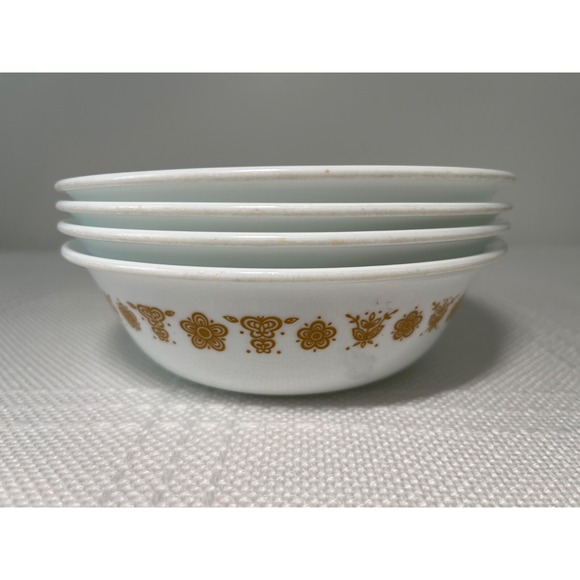 Corelle | Dining | Lot Of 4 Corelle By Corning Glass Butterfly Gold ...